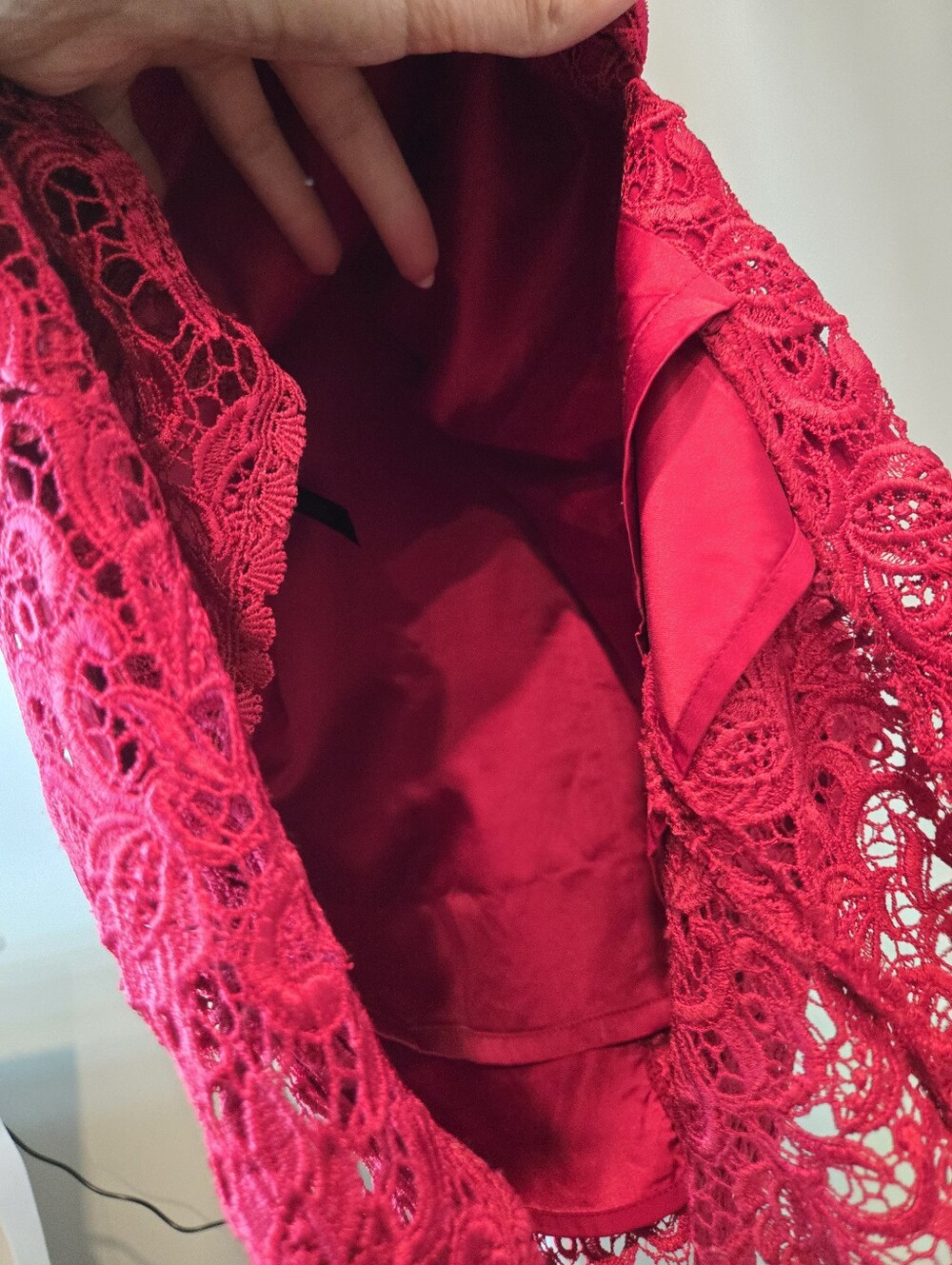 🔥NWT WHBM Gorgeous Red/Fuchsia Lace Midi Dress - Picture 7 of 16